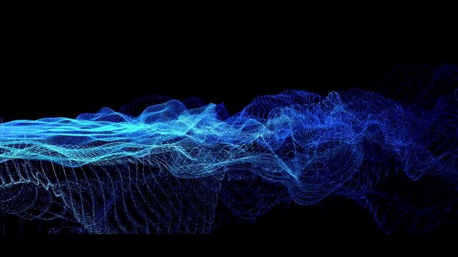 Abstract animation of glowing particles on monochrome background. High quality 4k footage