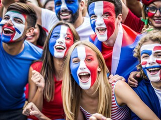 Fototapeta premium Global Pride: Fans wearing Makeup in National Colors at Sporting Events