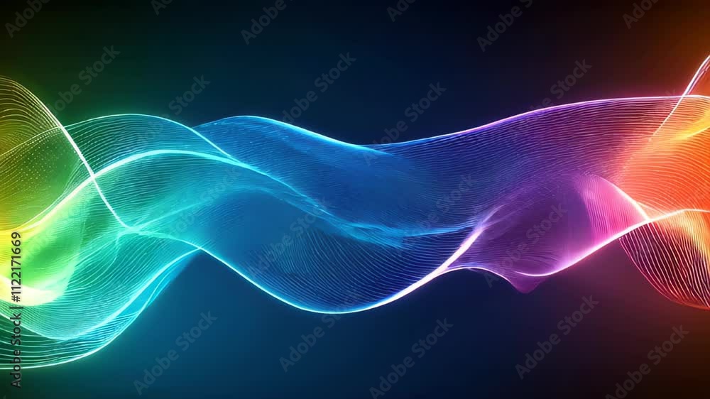 Poster Vibrant Waves of Color Dance Across the Dark Backdrop Creating Mesmerizing Patterns of Light