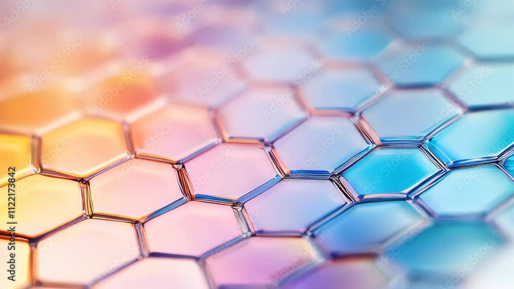 Aufkleber Colorful Hexagonal Patterns Create a Mesmerizing Abstract Design in Shimmering Light