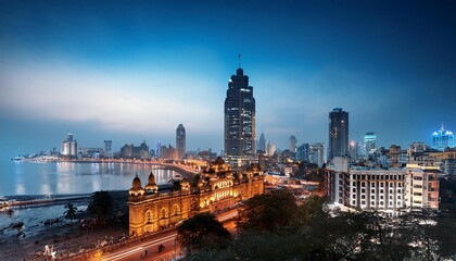mumbai skyline at night maharashtra india
