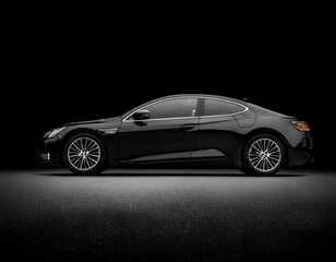 black modern car on black background