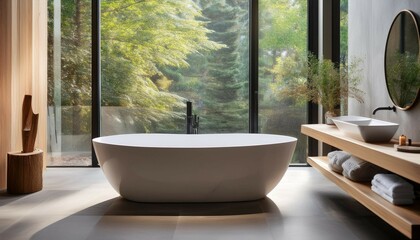 Fototapeta premium freestanding bath in modern bathroom
