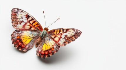 A Beautiful Butterfly with Vibrant Colors Majestically Displayed on a White Background