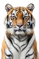 Obraz premium A Majestic Portrait of a Tiger on a White Background, showcasing its beauty and power