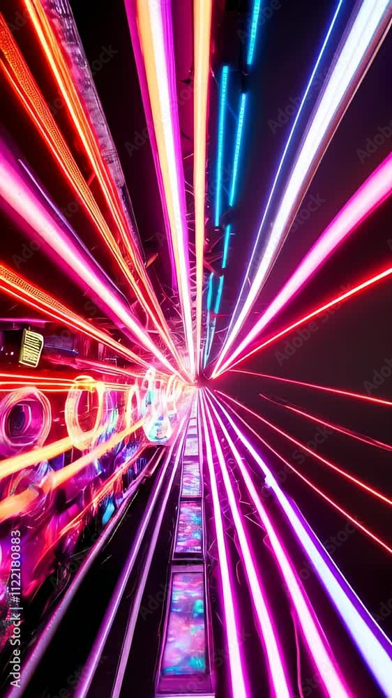 Poster vibrant light display creates a mesmerizing atmosphere in a lively city setting