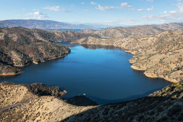 View of Lake Berryessa reservoir near Napa Valley and Davis California.