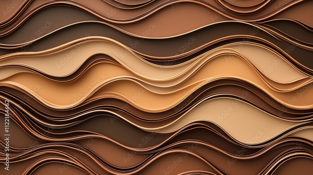 Poster a close-up view of layered paper waves in mocha mousse earthy tones creates an abstract and dynamic 
