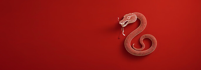 happy Chinese new year of snake 2025, red background, empty space for text, 300dpi