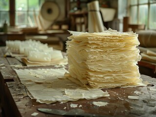 Handmade Paper Sheets Craftsmanship Making Paper Workshop Artisan Papermaking Paper Texture Organic