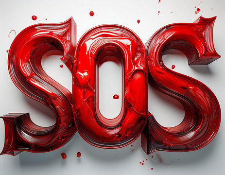 SOS written in red letters