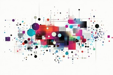 Obraz premium Abstract geometric art with vibrant colors and digital noise for modern design