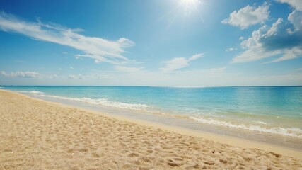 Fototapeta premium White sand beach with turquoise water as background