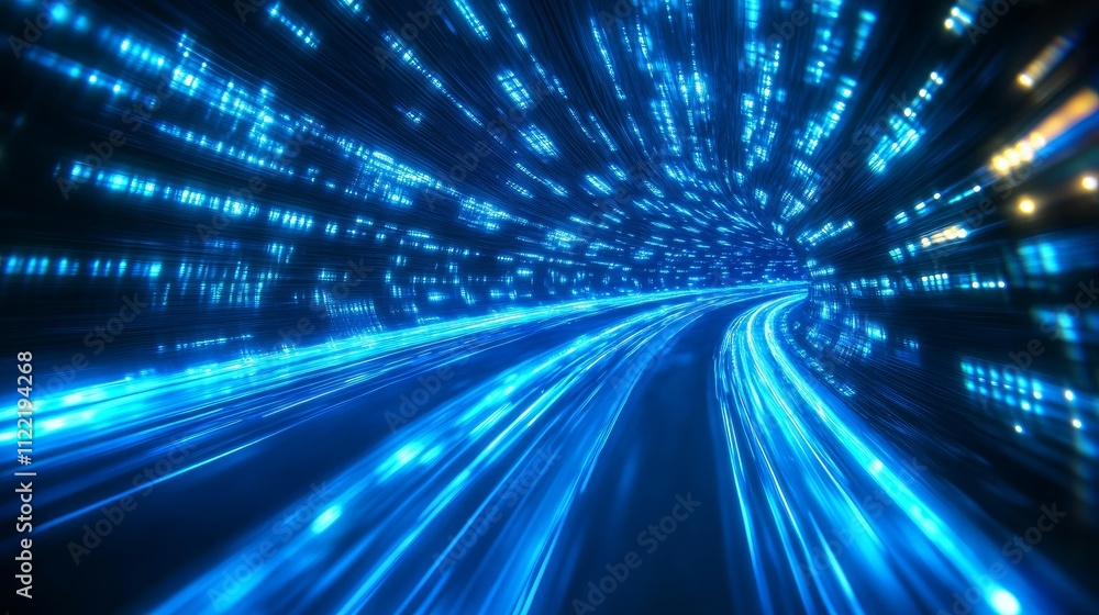 Poster an abstract wave of flowing blue lines creating a sense of movement and energy.