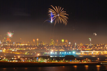 Fireworks at new years evening in Reykjavik, the capital city of Iceland