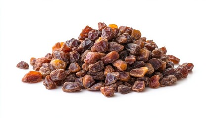 Obraz premium A pile of sweet, dried dates presented on a clean white background.