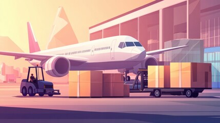 An express delivery airplane being loaded with cargo on an airport tarmac.

