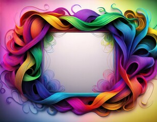 Square frame made of ribbon, colored ink
