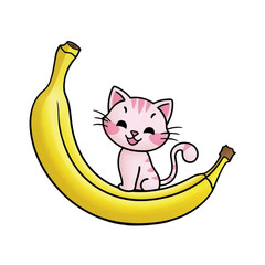 Happy Kitty on a Banana