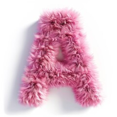 Fototapeta premium Fluffy 3D pink letter A isolated a white background, ideal for personalized or decorative designs