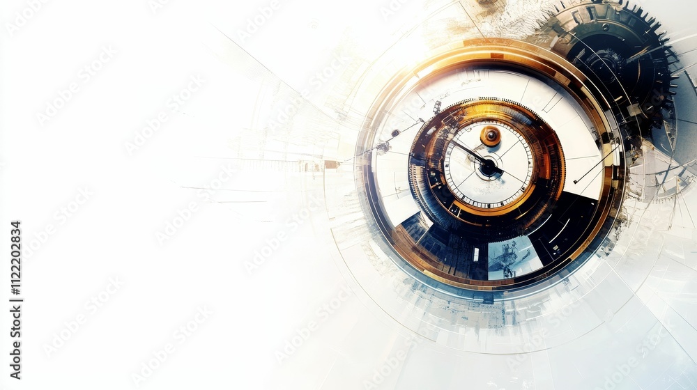 Poster abstract clockwork mechanism, futuristic design.