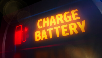 Obraz premium Charge battery symbol light flashing on digital display