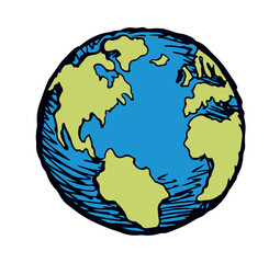 Obraz premium Vector drawing. Earth planet icon
