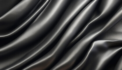 Fototapeta premium Black shining draped material as a background. 