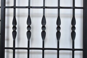 metal fence of a balustrade on white background