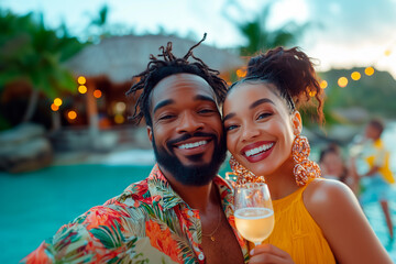 Romantic Picnic on a Tropical Beach at Sunset