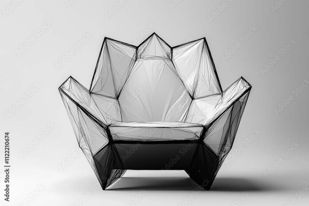 Poster the minimalist throne features sharp angles and contrasting tones, making it a striking focal point