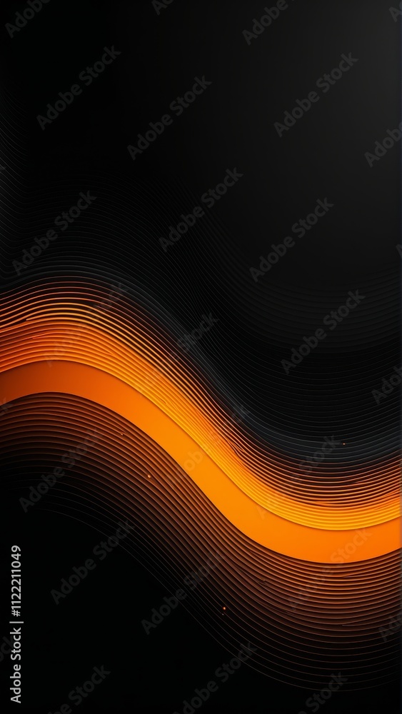 Poster dynamic abstract wave with orange curve on dark background