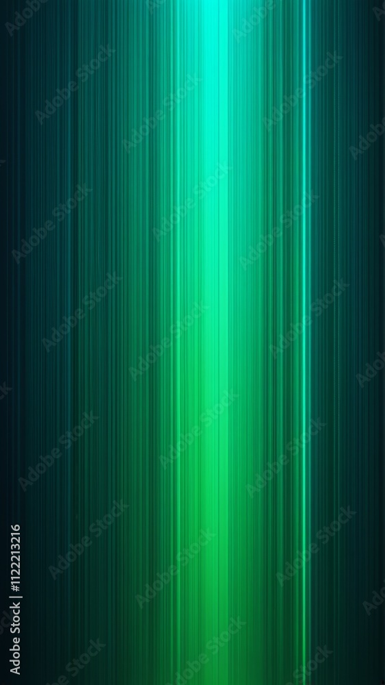Poster vibrant green light streaks in abstract vertical pattern on gradient background