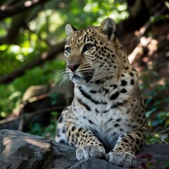 Obraz premium Stunning high-resolution images of the rare and endangered Amur leopard in its natural habitat. Perfect for wildlife, conservation, and nature-themed projects.