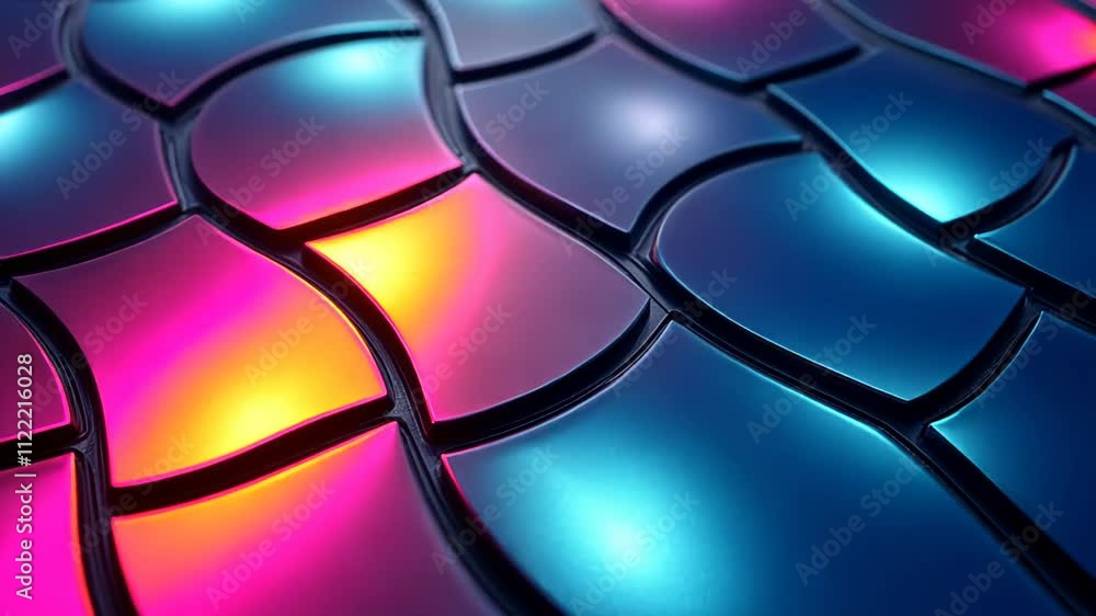 Poster Stunning close-up of colorful abstract patterns reflecting light in vibrant hues creating a mesmerizing visual experience. Generative AI