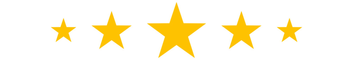 Obraz premium Five stars customer product review icon. 5 yellow star rating feedback for website, app, ui. Png or vector illustration.