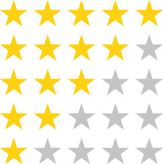 Fototapeta premium Five stars customer product review icon. 5 yellow star rating feedback for website, app, ui. Png or vector illustration.