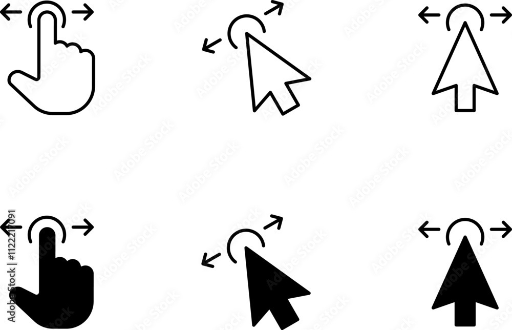 Fototapete mouse click cursor and loading icon for web computer mobile app or ui design. mouse pointer black an