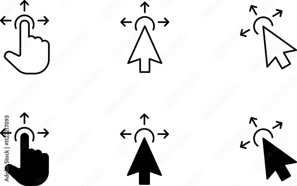 Fototapete mouse click cursor and loading icon for web computer mobile app or ui design. mouse pointer black an