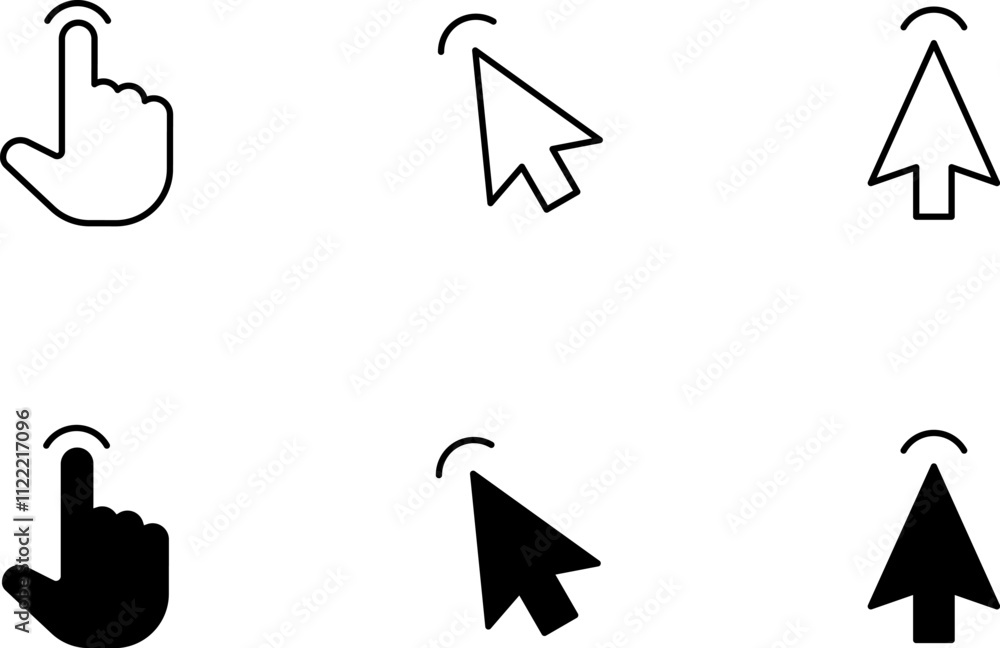 Fototapete mouse click cursor and loading icon for web computer mobile app or ui design. mouse pointer black an
