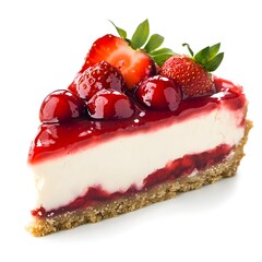 Strawberry cheesecake on a white background