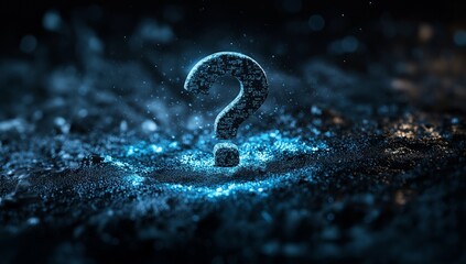 A blue and white image of a question mark