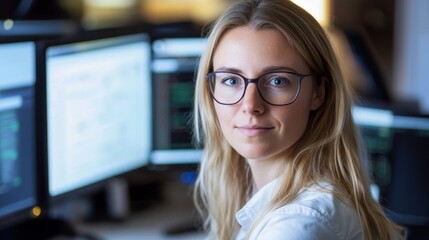 Fototapeta premium Dedicated Woman in Tech Focused on Work