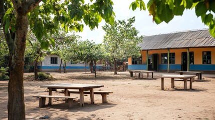 Simple Schoolyard Under Sunny Sky