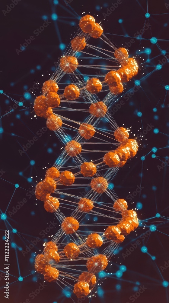 Fototapete intricate dna hologram illuminating the wonders of science and biotechnology in a dark setting
