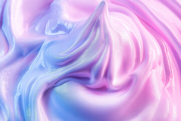 closeup of soft, flowing pink and blue satin neon flare , giving the impression of a delicate whipped cream texture