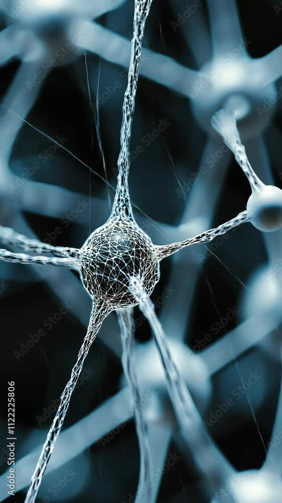 Poster complex network of neurons showcasing intricate interconnections in a dark environment