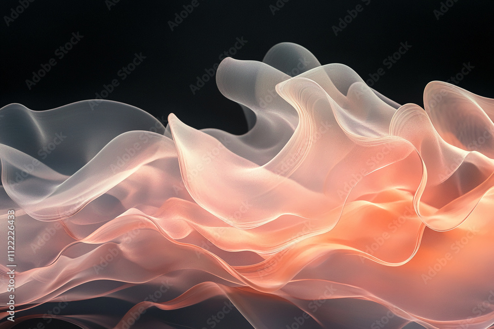 Aufkleber Abstract waves of translucent colors create a captivating visual experience in a dark space. Abstract art illustration