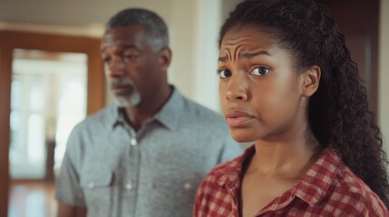 Fototapeta premium Family Conflict: A Tense Moment Between Father and Daughter