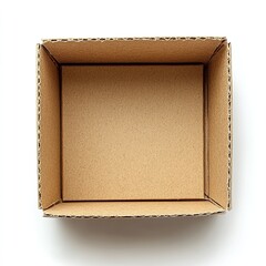 Fototapeta premium Empty cardboard box indoor setting minimalist design natural light top view space for creativity and organization